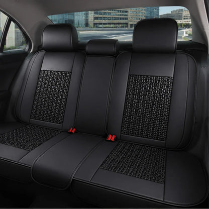 Kit Completo de Fundas para Asientos de Auto Nureon en Cuero Legítimo – Universal para 5 Plazas, Compatible con Airbag + Alfombras y Funda para Volante